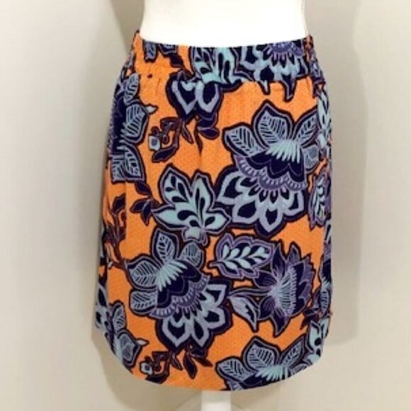 ANN Taylor Loft Tropical Floral A-Line Skirt w/ Drawstring Waist - Picture 3 of 6